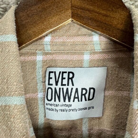 Ever Onward Shirt Tan Large Checked Tie Dye Flannel Support Your Local Mother‎ - Picture 7 of 9